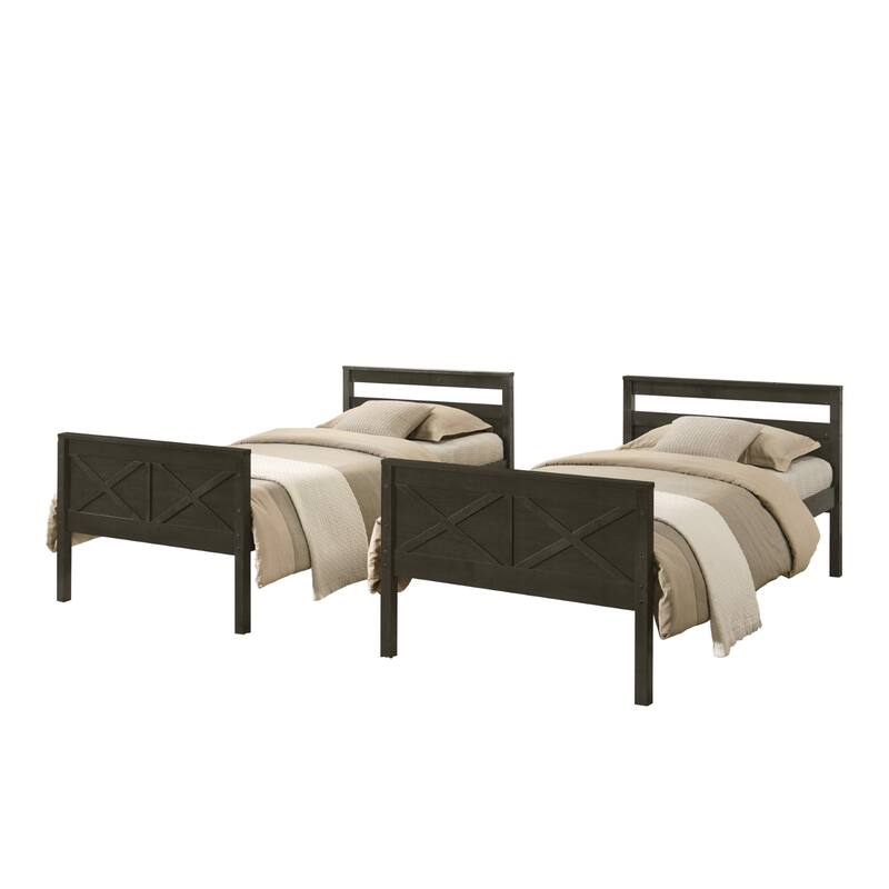 Clayfell Exeter Twin Over Twin Solid Wood Bunk Bed Frame with Guardrails and Ladder, Easy Assembly