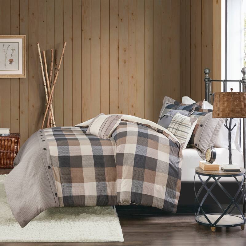 GDF Studio - Ridge 6-Piece Herringbone Duvet Cover Set with Decorative Pillows
