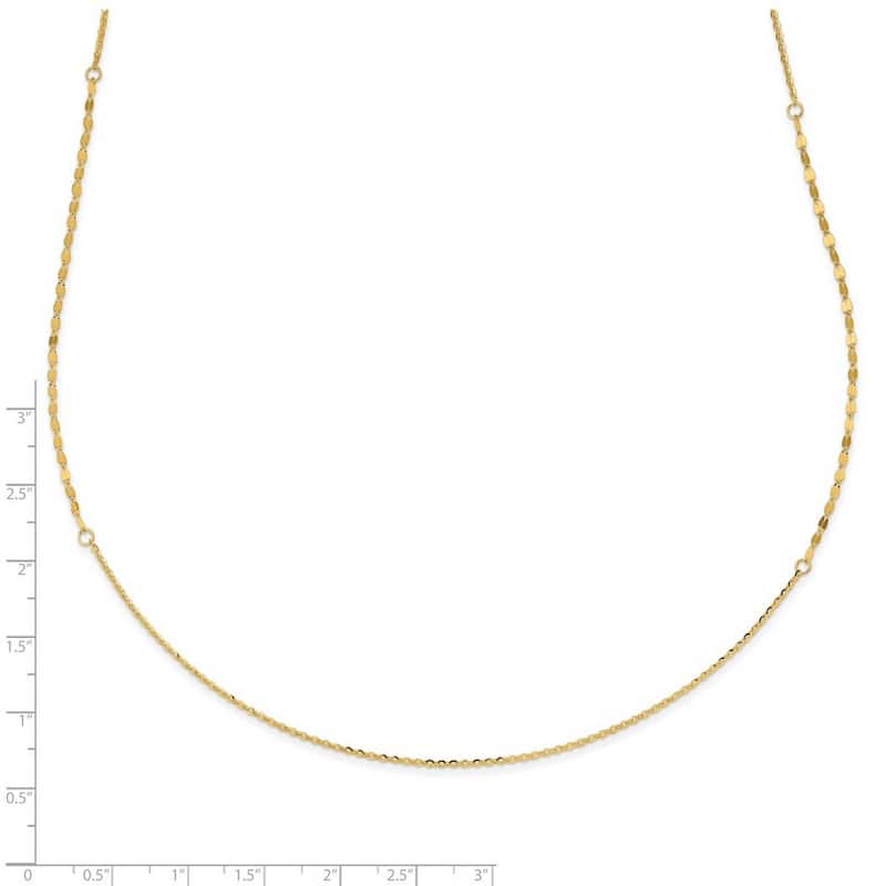 Curata 14k Italian Yellow Gold 2mm Polished and Brushed Fancy Bead Necklace, 36"