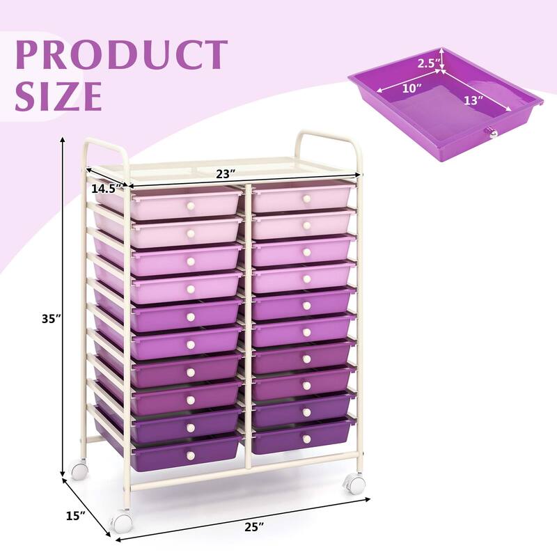 Costway 20 Drawers Rolling Cart Storage Scrapbook Paper Studio - See Details