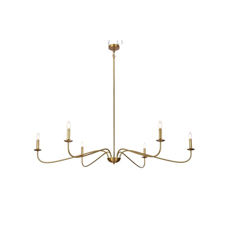 6 Light 64 Inches Minimalist Chandelier in Matte Black / Gold /Chrome