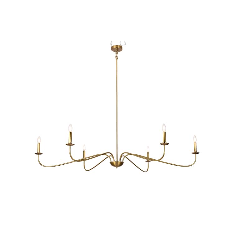 6-Light Classic French Minialist Chandelier with Candle-Style Lighting