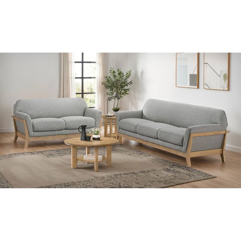 Vaughn Fabric Upholstered Flared Arm Sofa Set Grey