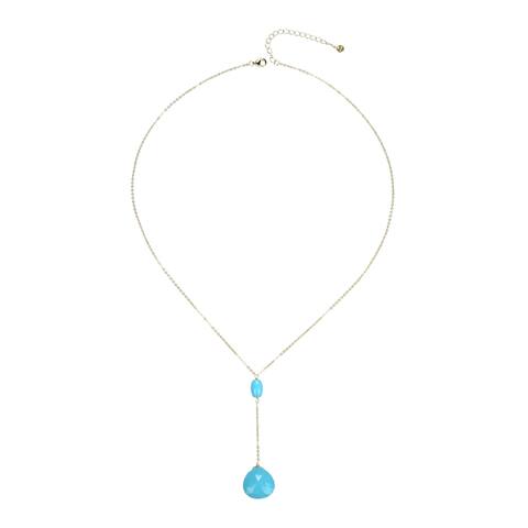 Gold Over Sterling Silver with Turquoise Necklace with 16" Chain