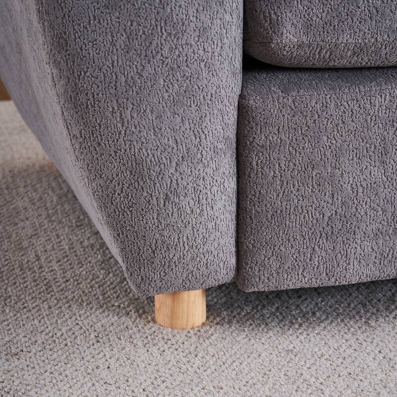 Modern Tufted Chenille Loveseat, Futon Sectional Love Seat Couch, Upholstered Sofa with 2 Pillows & 3 Lumbar Pillows