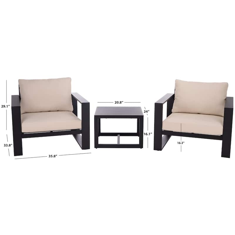 SAFAVIEH Outdoor Living Fash 3-piece Living Set - 36"W x 34"D x 30"H