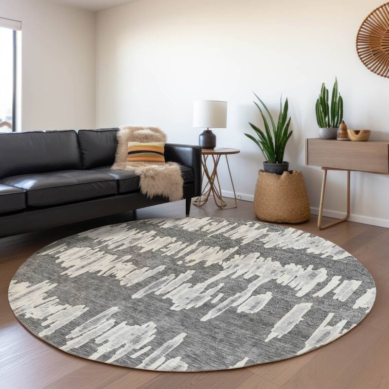 Premium Washable Super Soft Modern Pulse Mayfield Rug - Gray - 8' x 8'