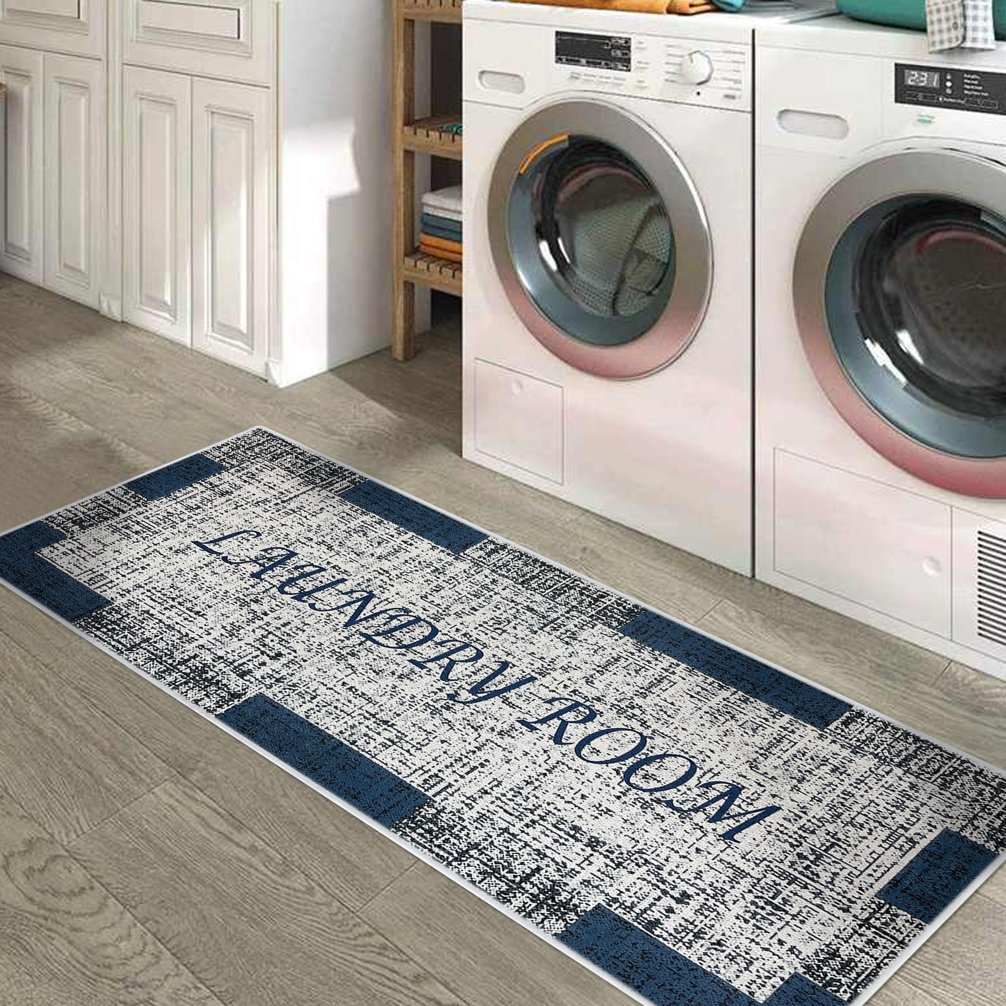 Laundry Room Rugs Runner, Light Non Slip Waterproof Laundry Mats