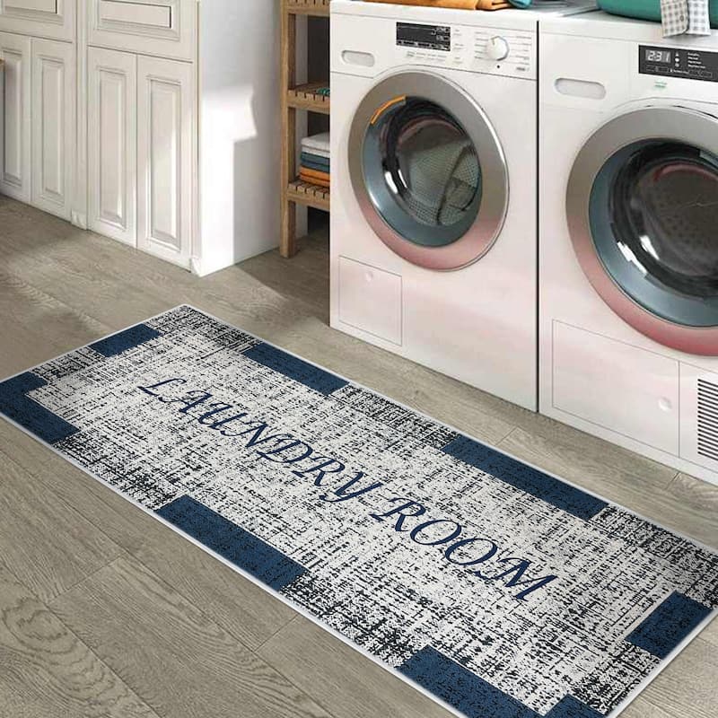 SussexHome Washable Ultra Thin Laundry Room Rug Runner - 20" x 59"