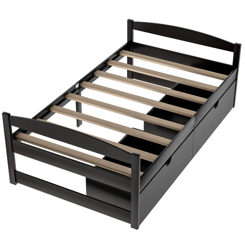 Twin Size Platform Bed, with Two Drawers