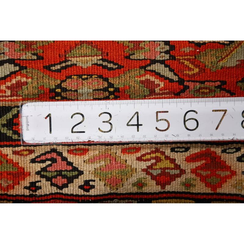 Vegetable Dye Kilim Senneh Antique Persian Rug Hand-Woven Wool Carpet - 4'2" x 6'10"