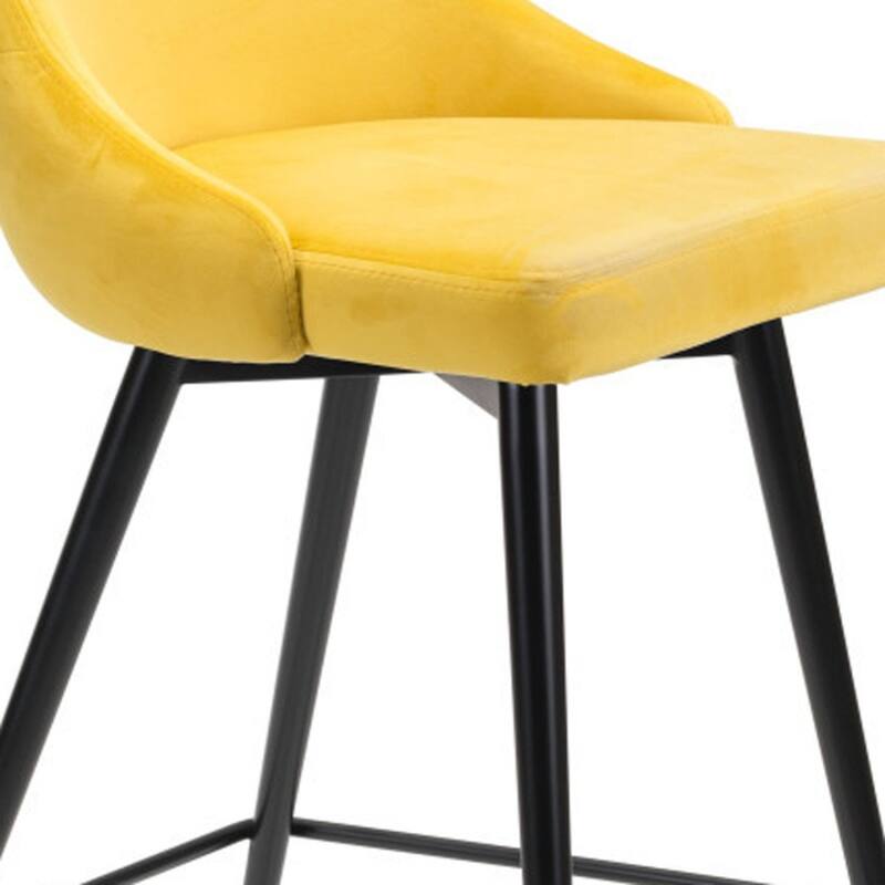 Modern Velvet Upholstered Counter Height Bar Stool with Steel Tripod Base and Footrest - 36.4”H x 18.5”W x 20.9”D