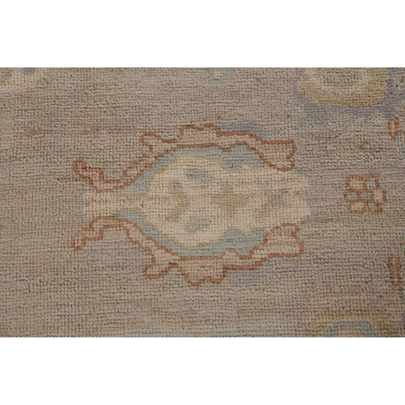 Hand Knotted Oriental 100% Wool Carpet Transitional All-Over Greys & Charcoal Oushak Area Rug - 9' 7'' X 8' 3''