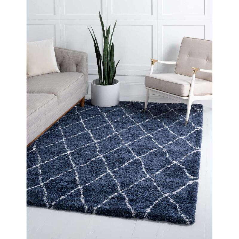 Shag Shoploni Collection Area Rug - 4'x6' - Navy Blue