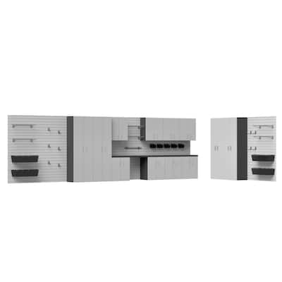 Flow Wall 42pc PVC Indoor Garage Cabinet Organization Set - Silver