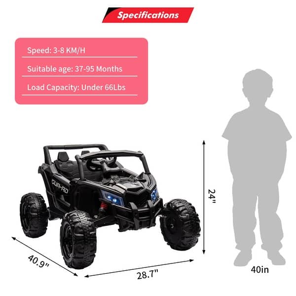 dimension image slide 0 of 6, 24V Ride on UTV Car, Battery Powerd Electric Off-Road UTV Car, Remote Control