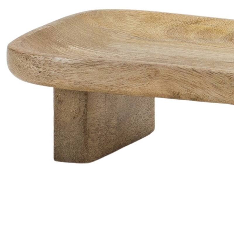 HomeRoots Set of Two Natural Solid Wood Riser Trinket Tray - 16.00 in. x 2.75 in. x 6.50 in.