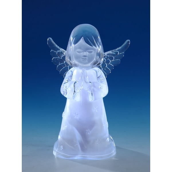 Set of 2 Clear Decorative Cherub Girl LED Tabletop Decors 8" - N/A