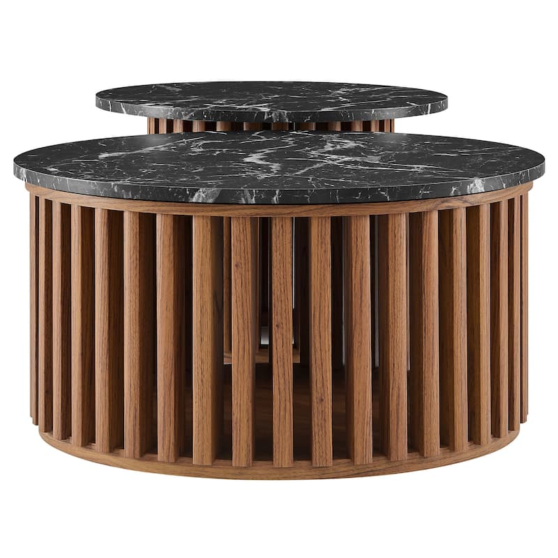 Fortitude Round Faux Marble Top Nesting Coffee Table Set
