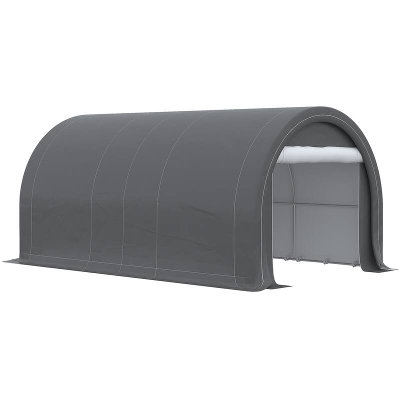 Outsunny 16' x 10' Carport, Heavy Duty Portable Garage / Storage Tent with Large Zippered Door, Anti-UV PE Canopy Cover