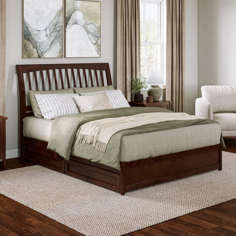 Roslyn Platform Bed with Panel Footboard and Storage Drawers