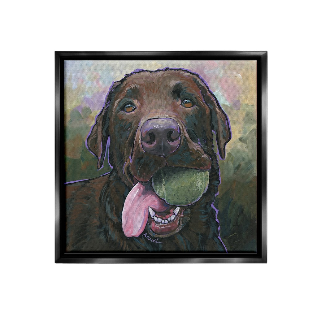 Stupell Dog Playing Ball Portrait Framed Floater Canvas Wall Art Design By Nadi Spencer