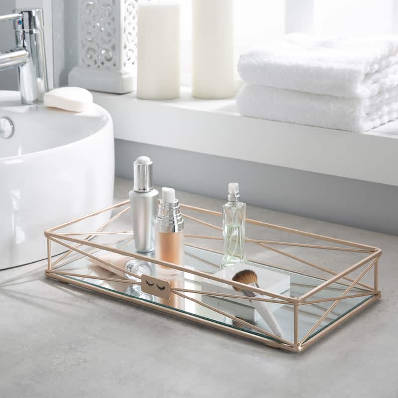 Home Details "Gorgeous" Vanity Tray in Rose Gold - 14"x 7"x 2"