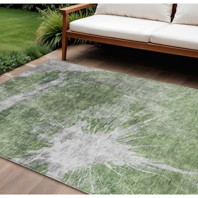 HomeRoots Abstract Transitional Rectangle Outdoor Rug