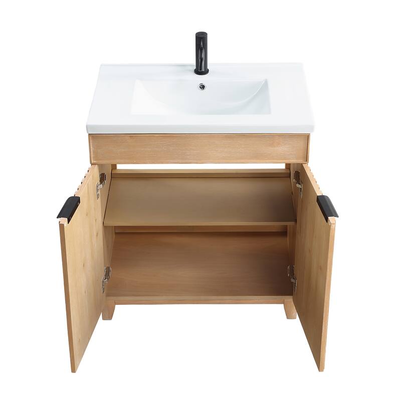 Palos Single Bath Vanity with Ceramic Basin Top and Mirror