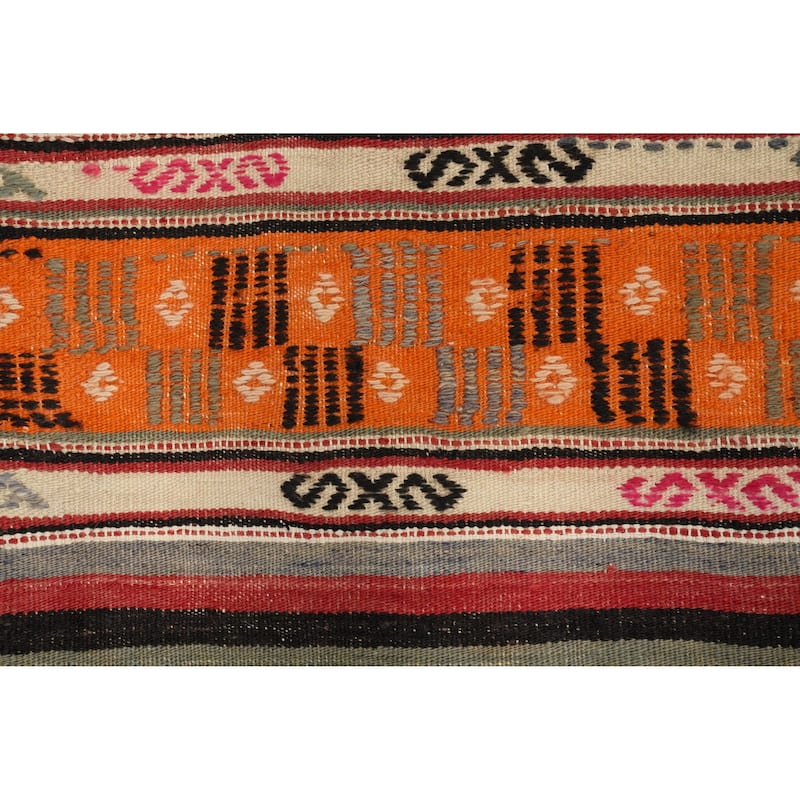 Hand Woven Oriental 100% Wool Carpet Southwestern Tribal Multi-Colored Kilim Area Rug - 8' 11'' X 5' 4''