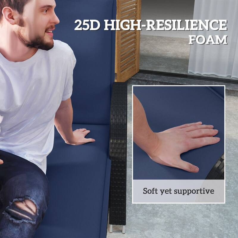 Outsunny Outdoor Lounge Chair Cushion Set of 2, UPF50+ 200gsm Fabric and 25D High-Density Foam