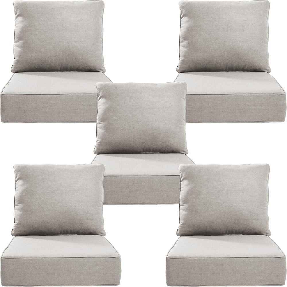 Gymojoy 24"x24"x6" Thick Cushions & Pillows Set - Deep Seat Indoor/Outdoor Water & Fade Resistant