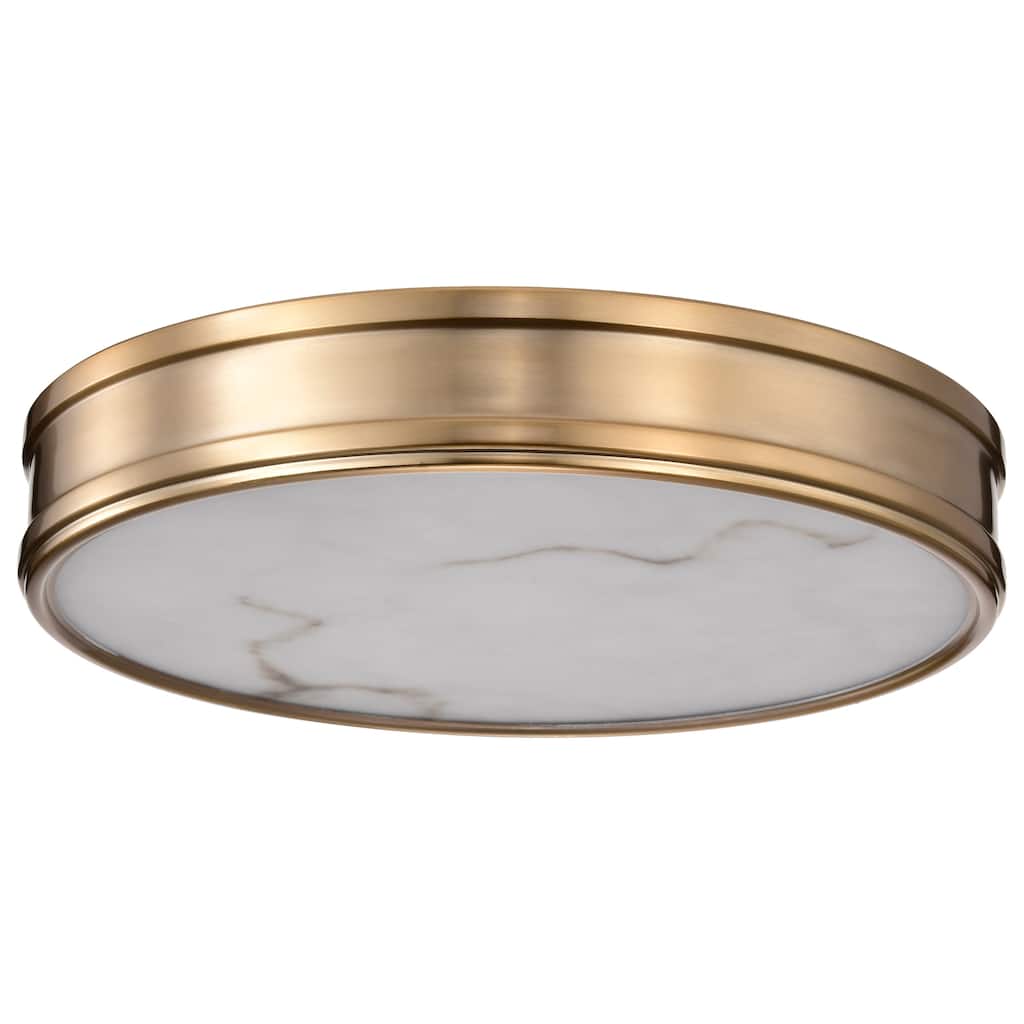 Kendall - 14 Inch LED Flush Mount - Burnished Brass with Alabaster Glass - Burnished Brass