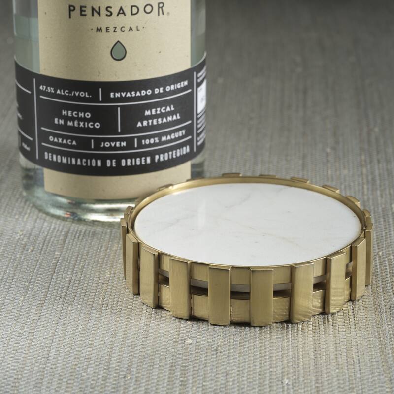Forge Metal and Marble Wine Bottle Coaster