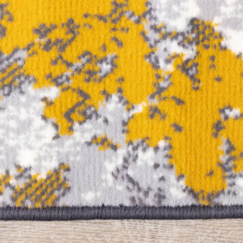 Florence Collection - Grey/Yellow Floral Rug - 4'7" x 6'7"
