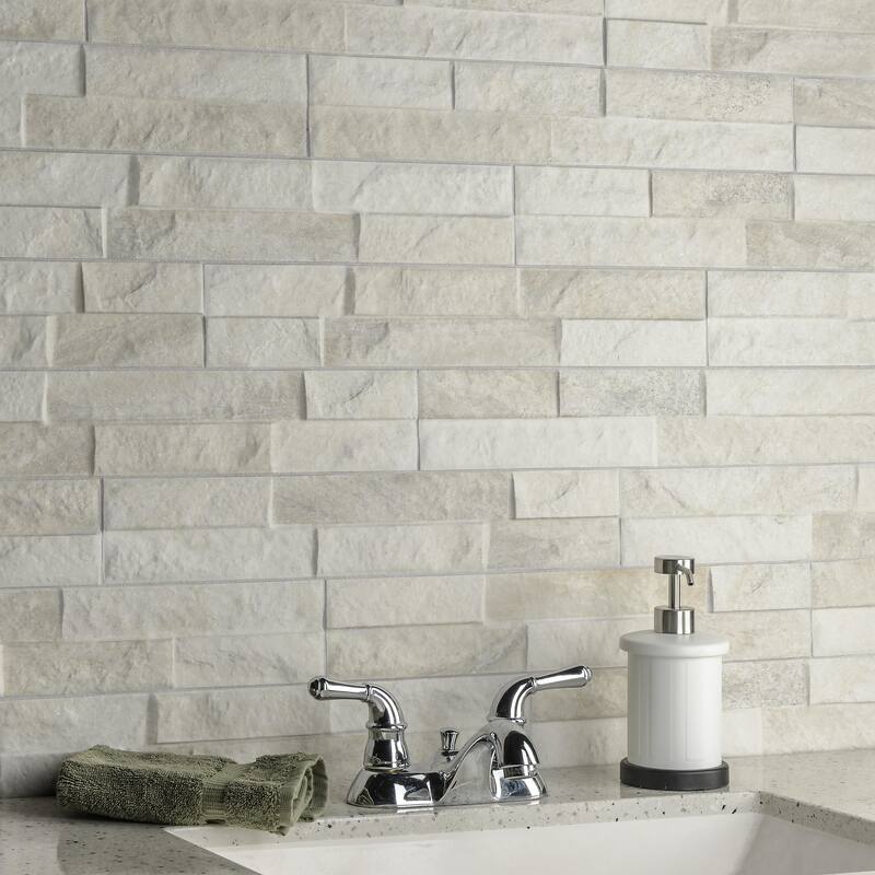 Merola Tile Ordino White 3-1/4" x 17-1/2" Porcelain Wall Tile - Case (24 Tiles)