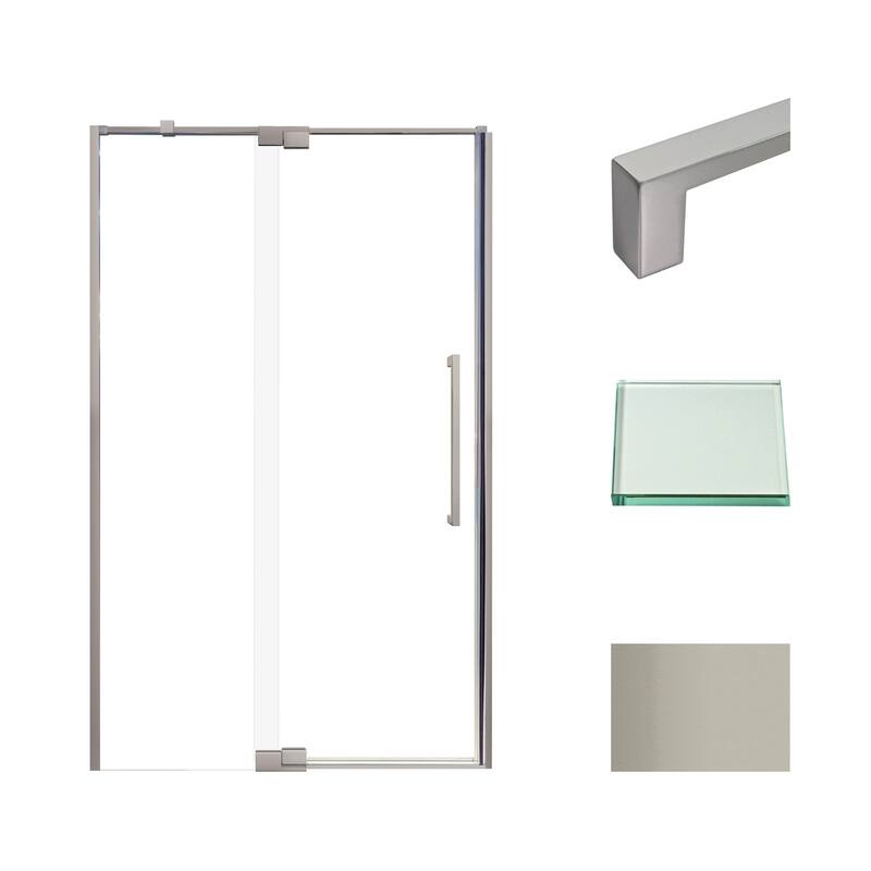 Transolid IPD487610C-S 76" High x 48" Wide Pivot Semi Frameless Shower - Brushed Stainless