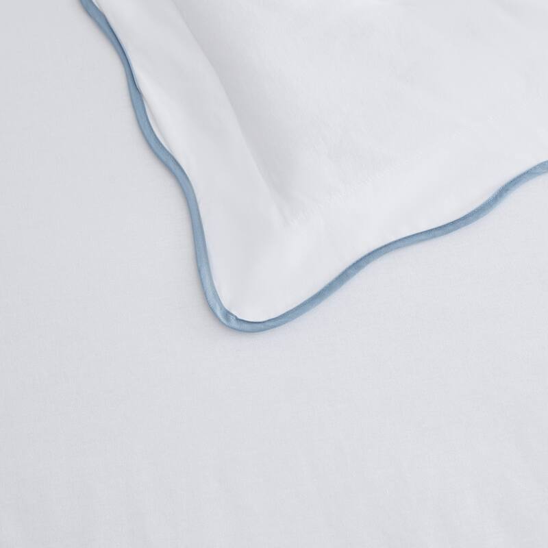 Martha Stewart Simple Scallop Cotton Duvet Cover Set
