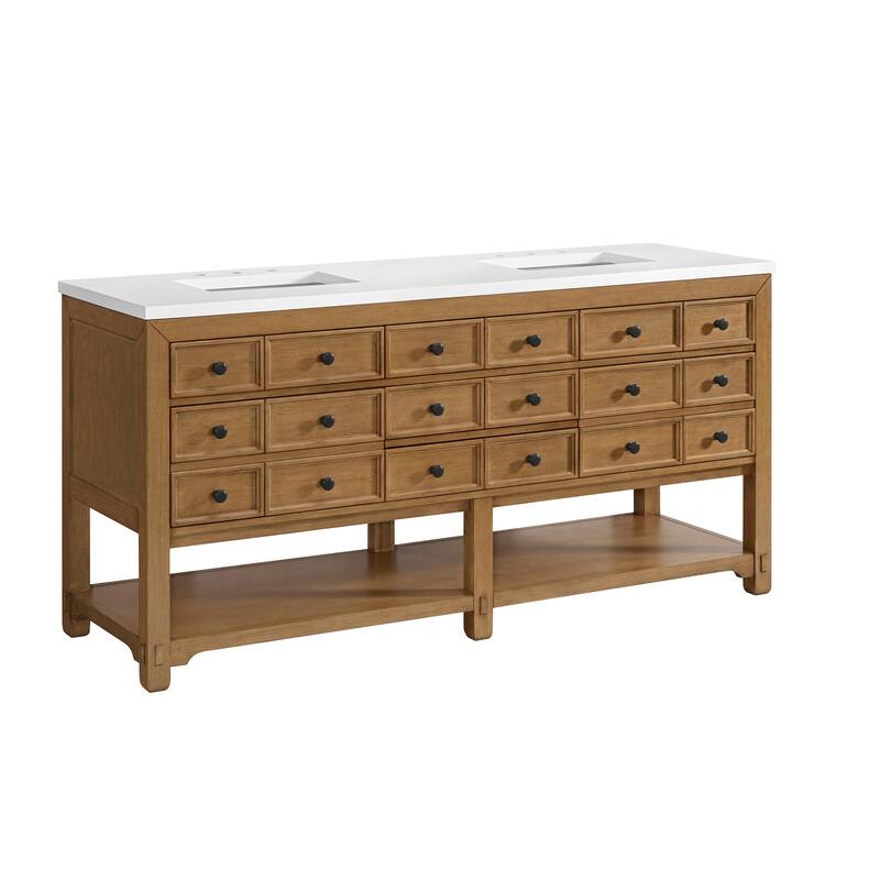 Malibu 72" Double Vanity Cabinet, Amber Birch