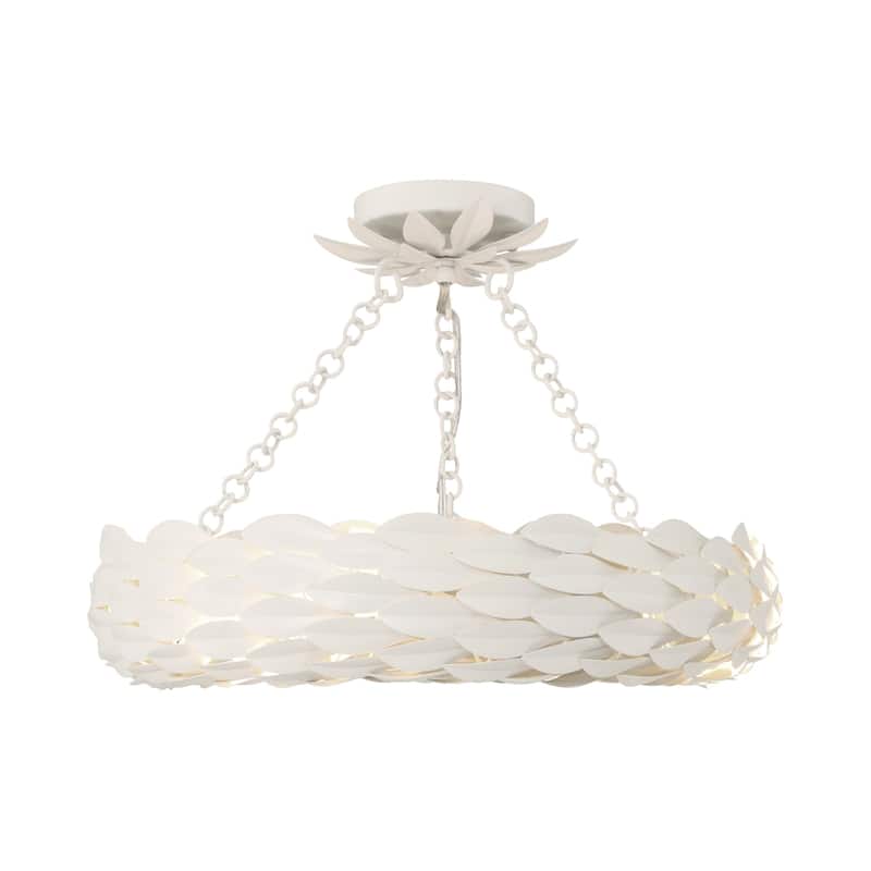 Broche 6 Light Matte White Semi Flush Mount - 18"W x 3.75"H x 18"D