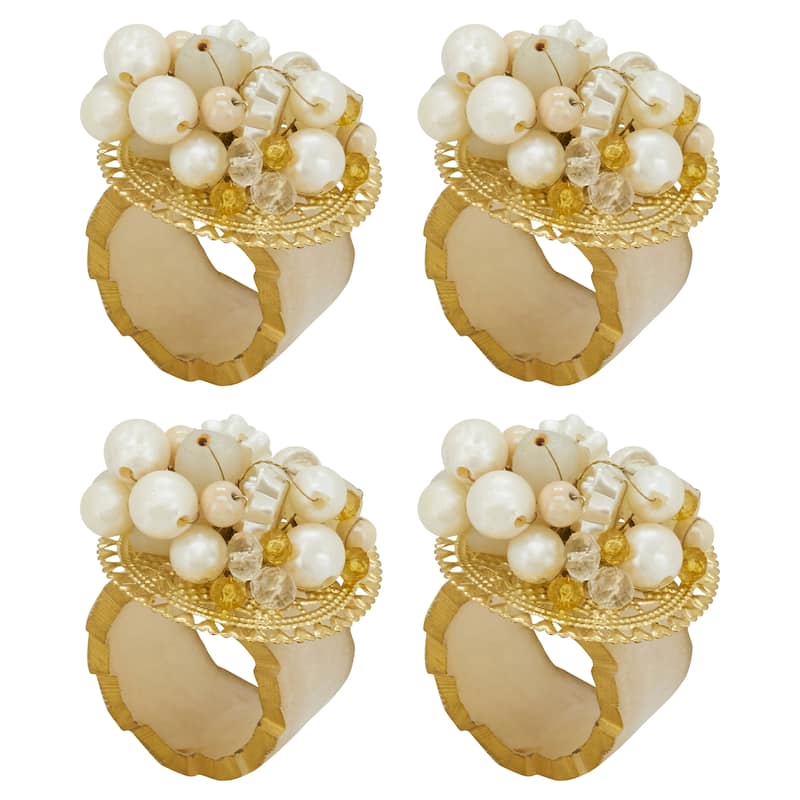 Beaded Radiance Resin Napkin Ring (Set of 4) - Ivory