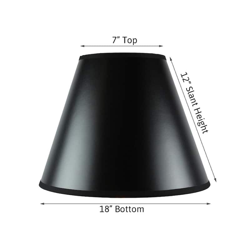7x18x12 Bold Black with True Gold Lining Hard Back Empire Lampshade