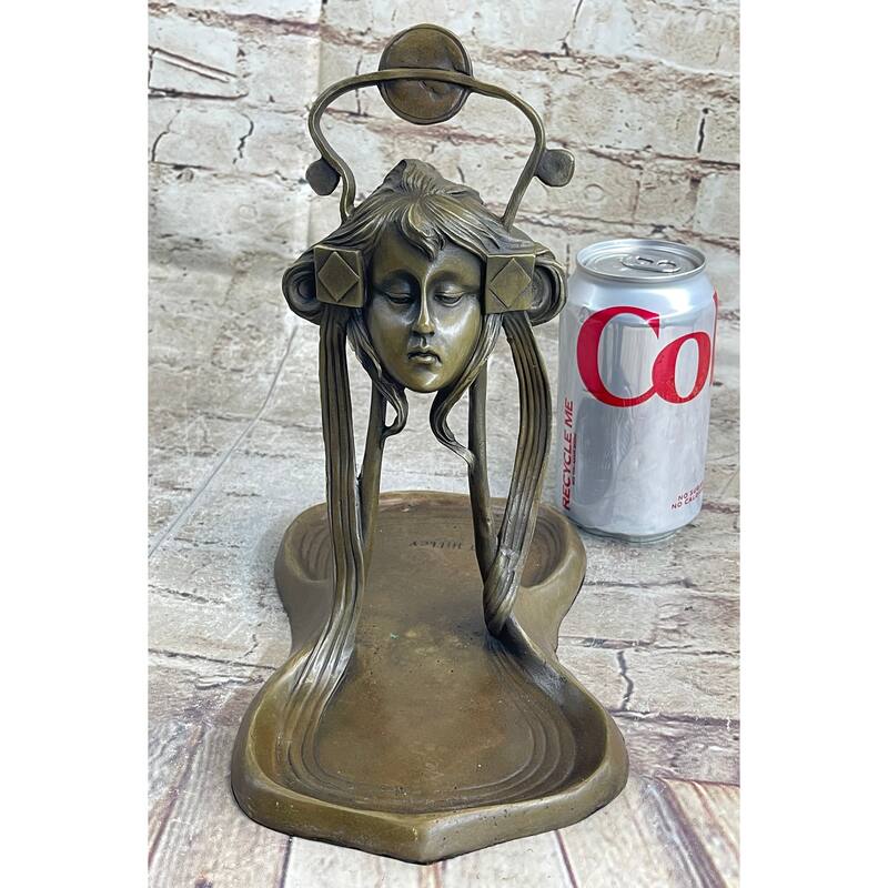 Art Deco Art Nouveau Austria Bronze Nude Lady Card Jewelry Trinket Tray Ashtray