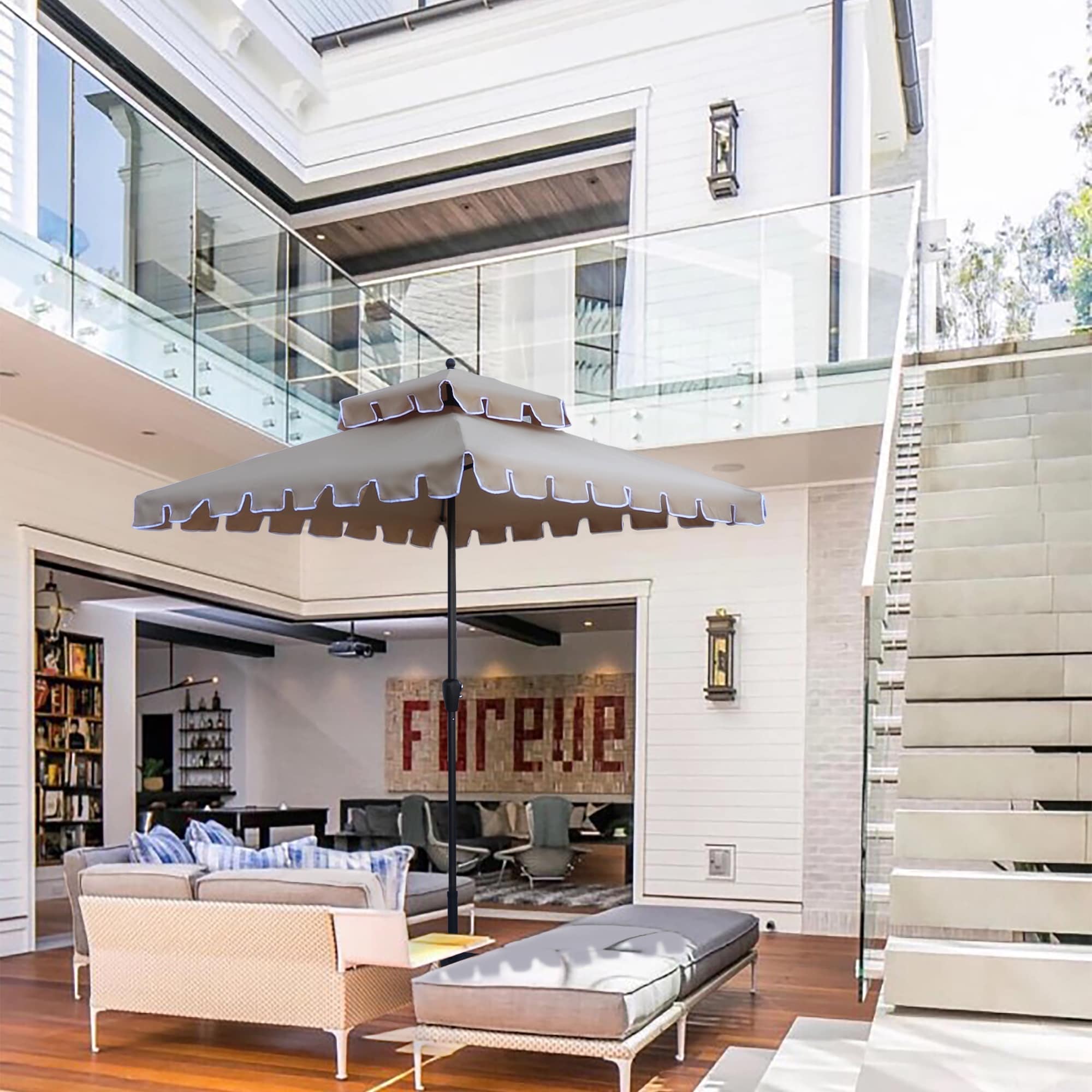 Shop Black Friday Deals On Maypex 7 Feet Square Scallop Patio Umbrella Base Not Included Overstock 29406842 Tan