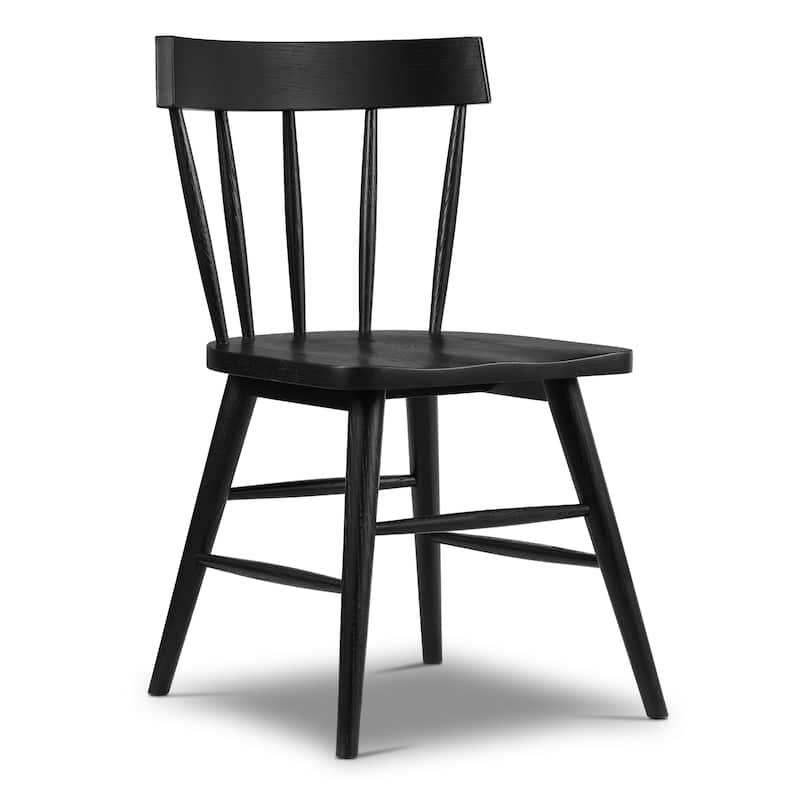 Poly & Bark Hava Dining Chair - Solid Oak Wood with Spindle-Back - Black