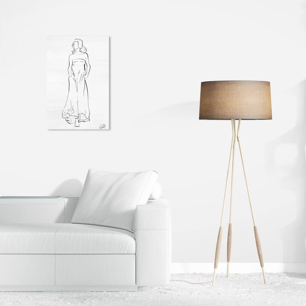 Wynwood Studio Canvas Fashion and Glam Fashion Sketch III Black and Glam Wall Art Canvas Print