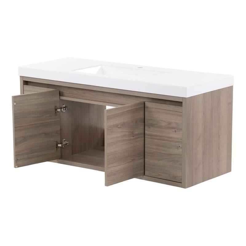 Kelby 48.5" Floating Bathroom Vanity With Cabinet, 2 Drawers, and White Sink Top