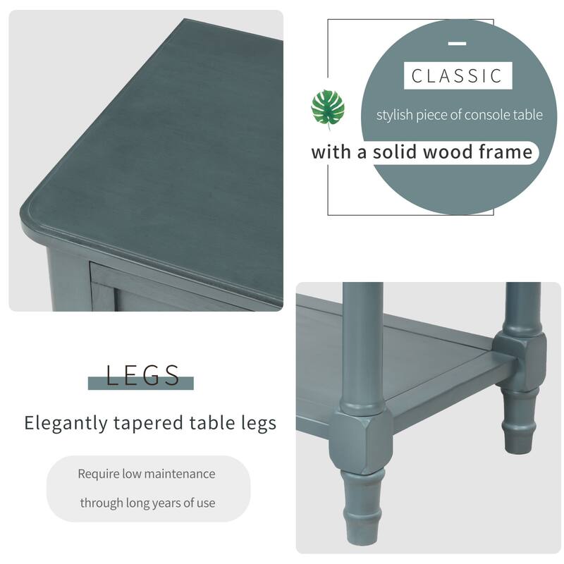 Cusp Barn Narrow Console Table, Slim Sofa Table with Three Storage Drawers and Bottom Shelf for Living Room, Easy Assembly