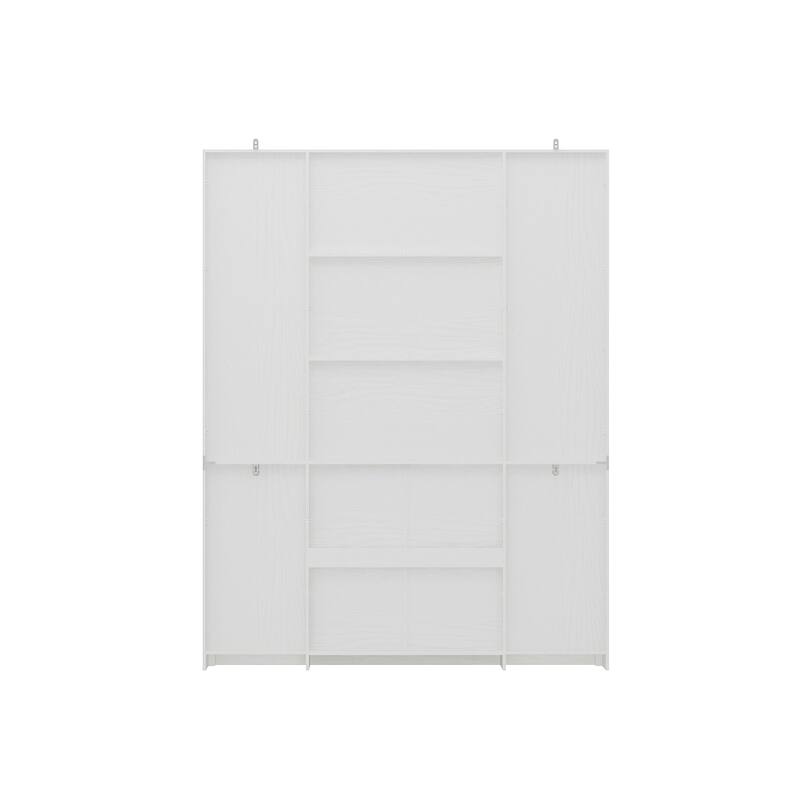 79.6" Tall Glass Display Cabinet, 6-Tier Bookshelf with Drawers Bookcae Panrty