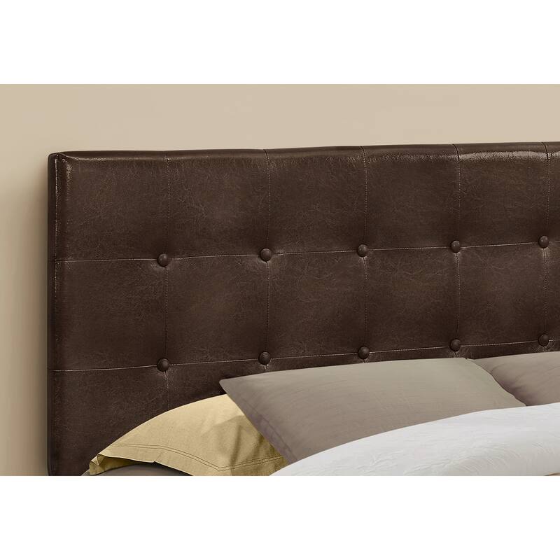 Bed, Headboard Only, Queen Size, Bedroom, Upholstered, Brown Leather Look, Transitional